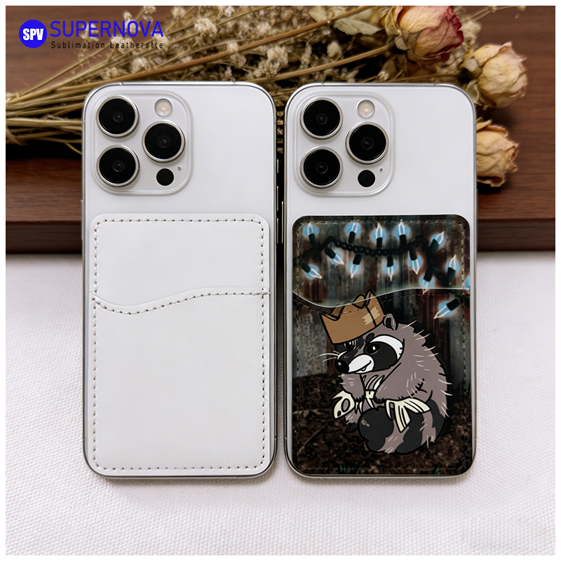 Suport pentru card de telefon din piele din piele sublimată cu magnet Suport pentru card de telefon din piele din piele sublimată cu magnet