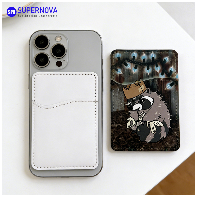 Suport pentru card de telefon din piele din piele sublimată cu magnet Suport pentru card de telefon din piele din piele sublimată cu magnet