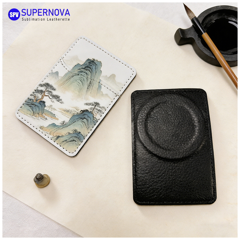 Suport pentru card de telefon din piele din piele sublimată cu magnet Suport pentru card de telefon din piele din piele sublimată cu magnet