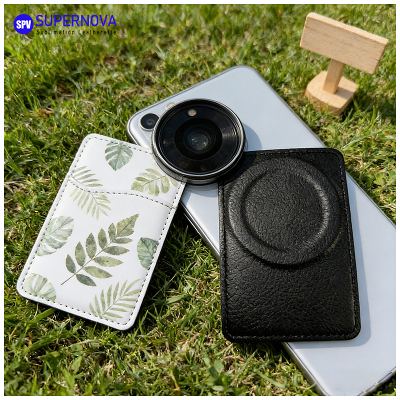 Suport pentru card de telefon din piele din piele sublimată cu magnet Suport pentru card de telefon din piele din piele sublimată cu magnet