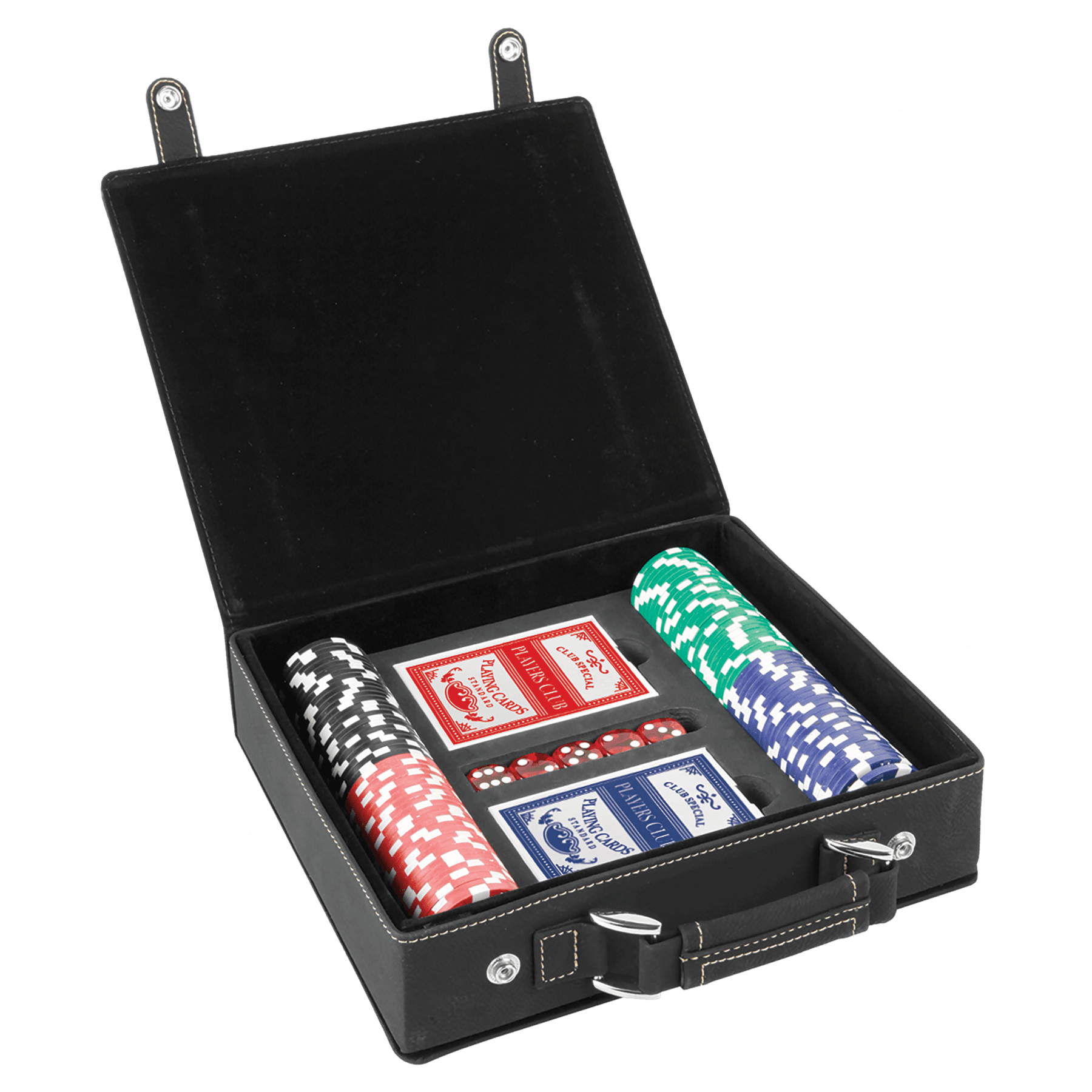 Seturi de poker, cărți și zaruri din piele din piele cu laser