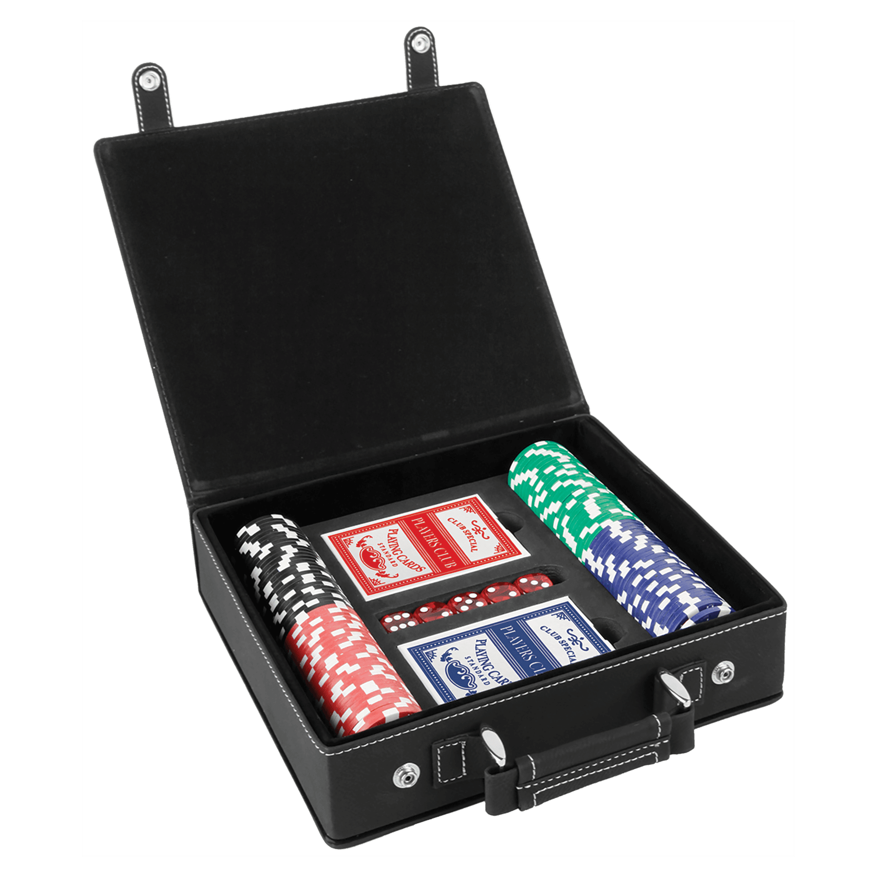 Seturi de poker, cărți și zaruri din piele din piele cu laser