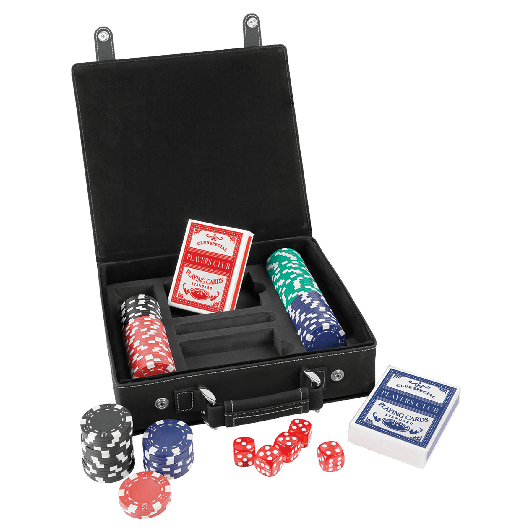 Seturi de poker, cărți și zaruri din piele din piele cu laser