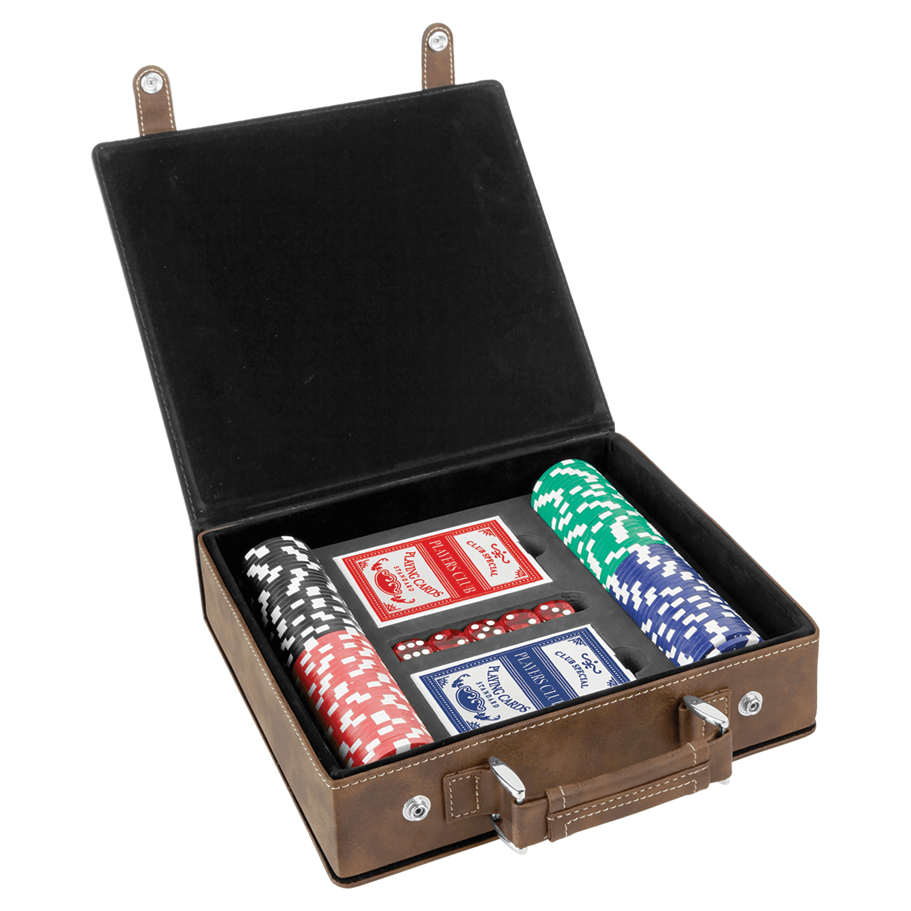 Seturi de poker, cărți și zaruri din piele din piele cu laser
