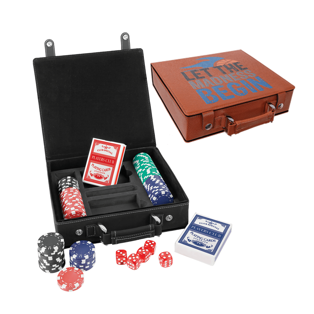 Seturi de poker, cărți și zaruri din piele din piele cu laser