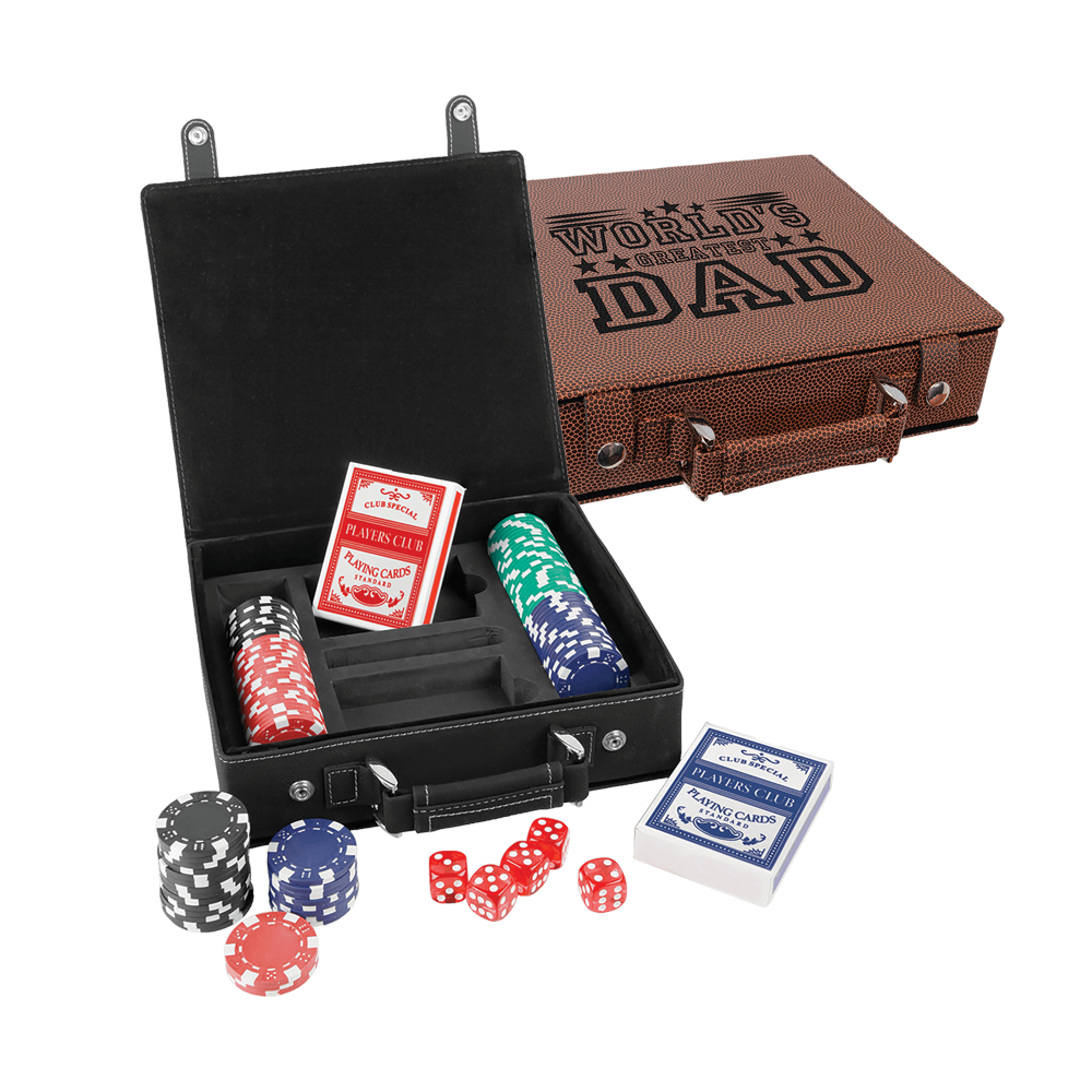 Seturi de poker, cărți și zaruri din piele din piele cu laser