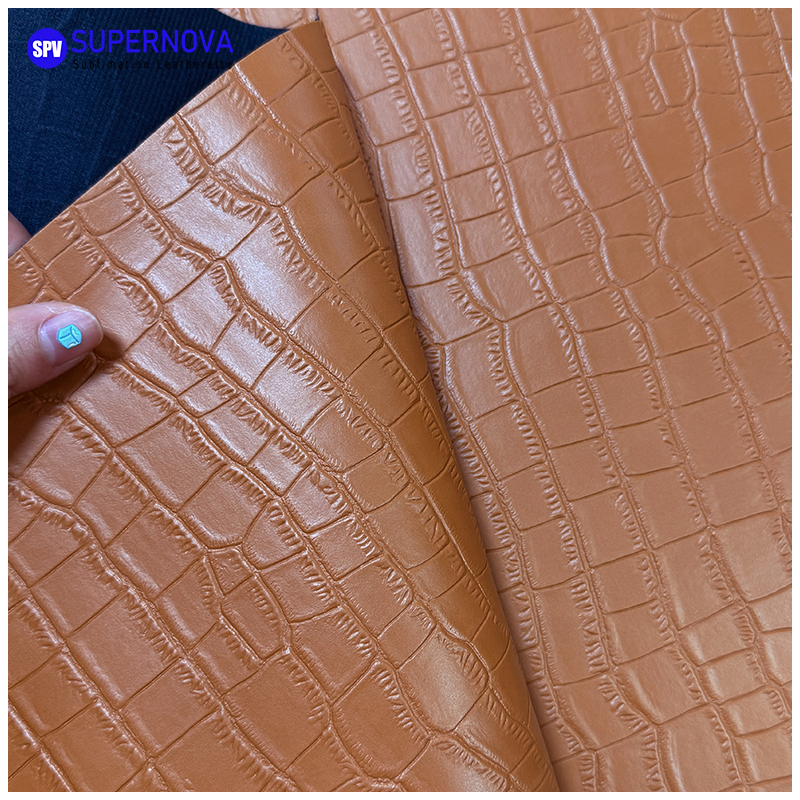Foaie din piele din piele imprimată cu laser în relief cu crocodil, cu adeziv/fără adeziv Foaie din piele din piele imprimată cu laser în relief cu crocodil, cu adeziv/fără adeziv