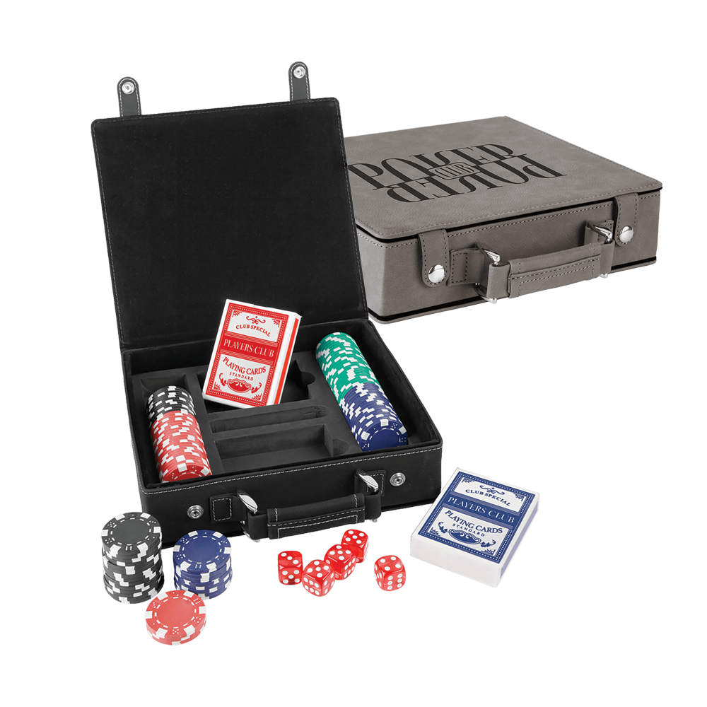 Seturi de poker, cărți și zaruri din piele din piele cu laser