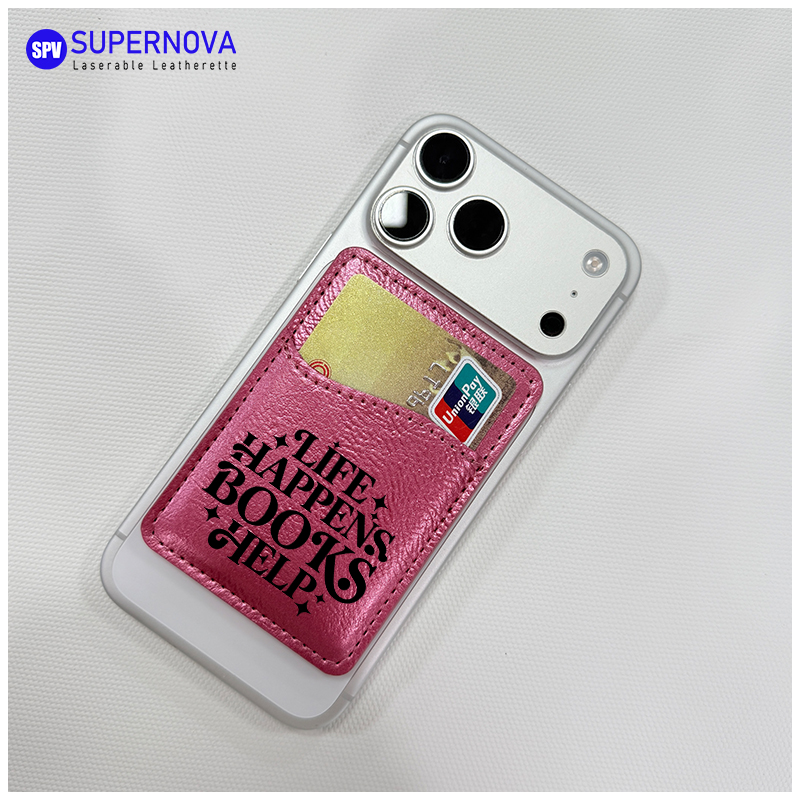 Suport pentru carduri de telefon din piele cu laser cu magnet