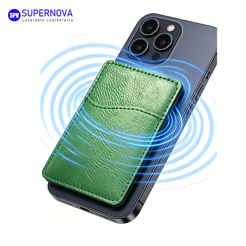 Suport pentru carduri de telefon din piele cu laser cu magnet
