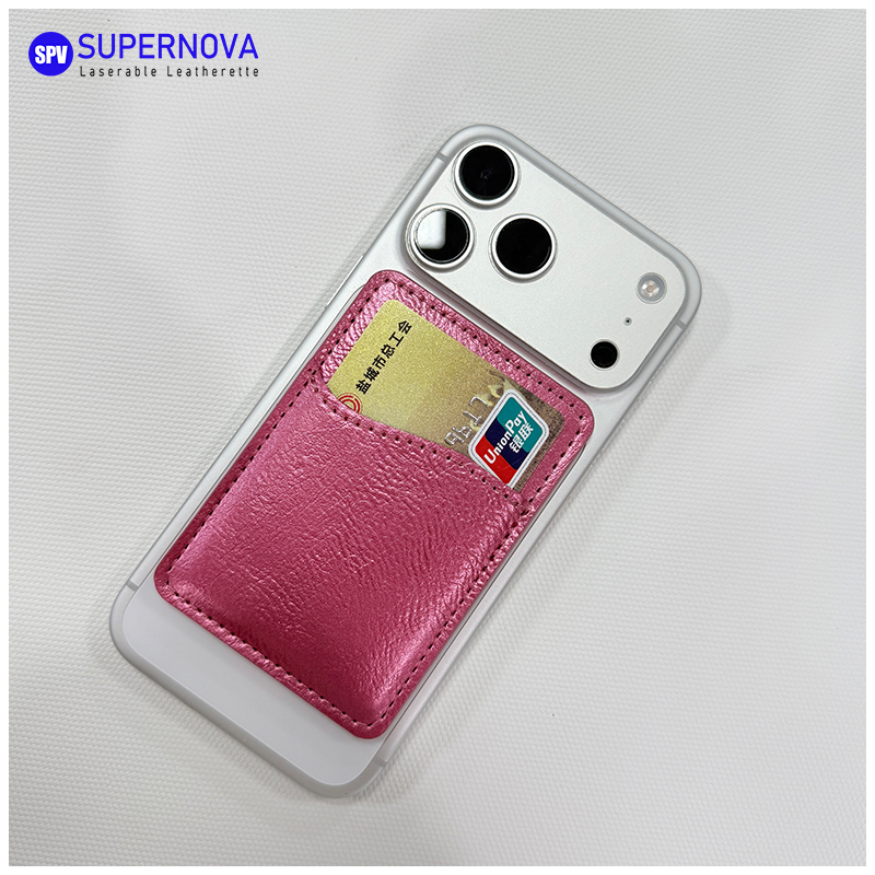 Suport pentru carduri de telefon din piele cu laser cu magnet
