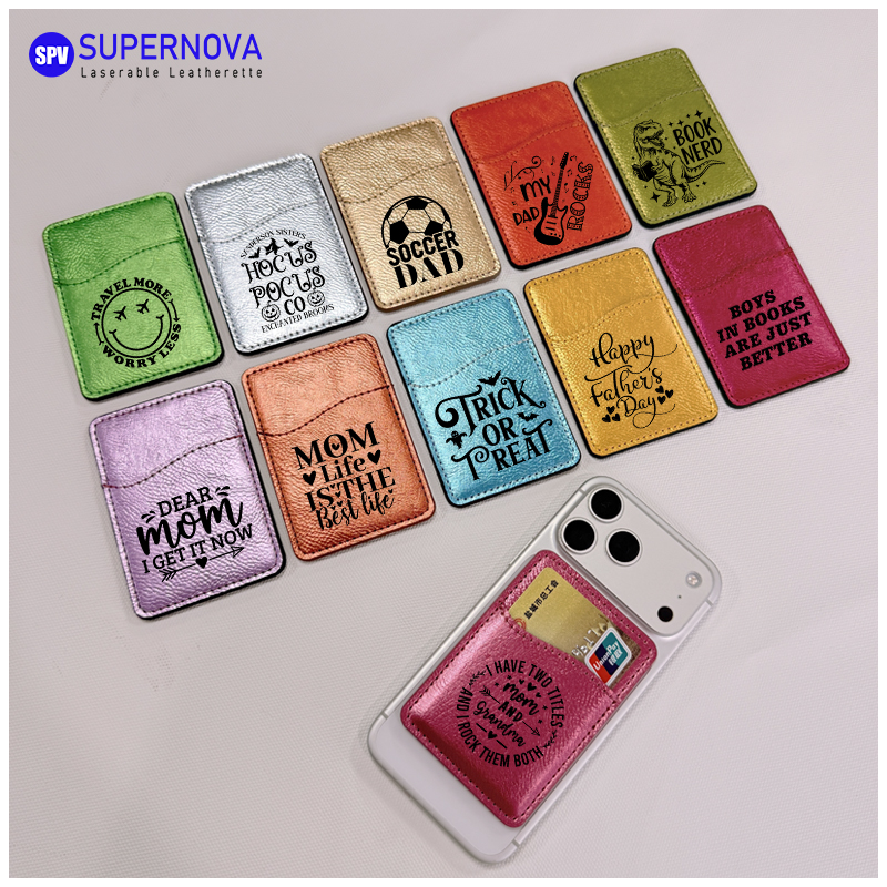 Suport pentru carduri de telefon din piele cu laser cu magnet