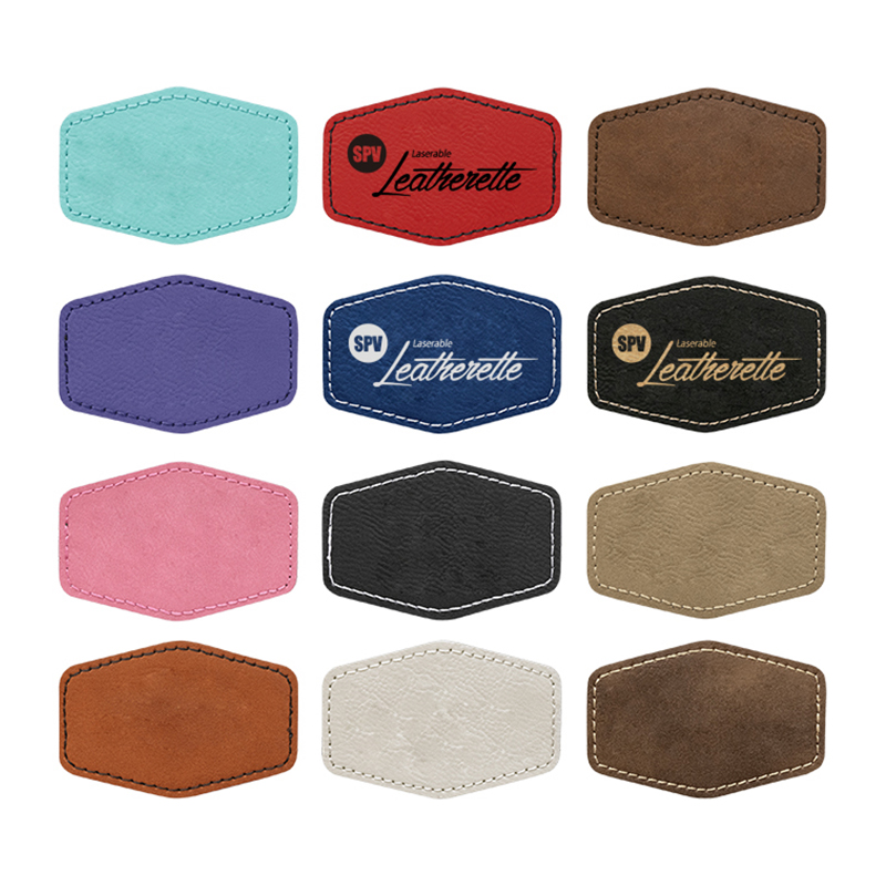 Petice din piele hexagonală de 3 1/2' x 2 1/2'.
