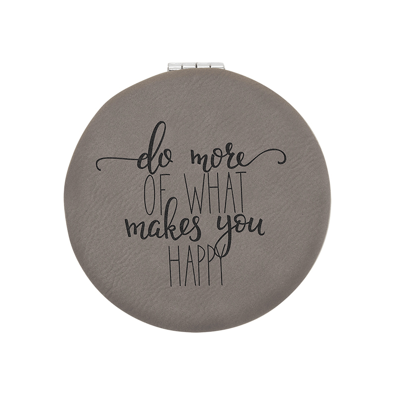 Oglindă Compact Mirror din piele sintetică cu laser