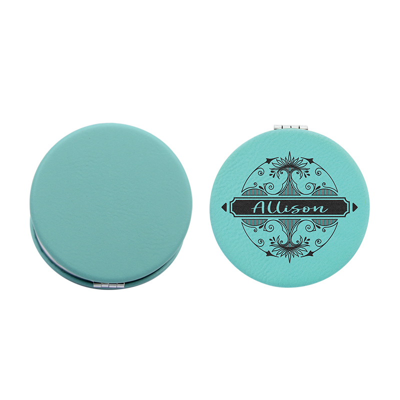 Oglindă Compact Mirror din piele sintetică cu laser
