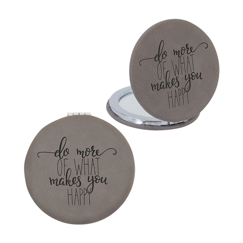 Oglindă Compact Mirror din piele sintetică cu laser