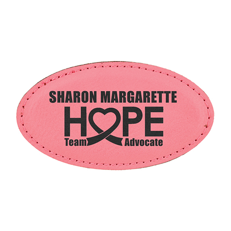Insigna ovală din piele din piele cu laser, cu magnet