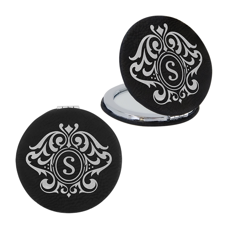 Oglindă Compact Mirror din piele sintetică cu laser