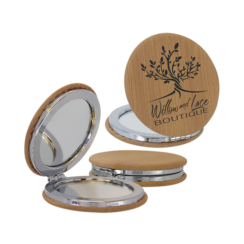 Oglindă Compact Mirror din piele sintetică cu laser