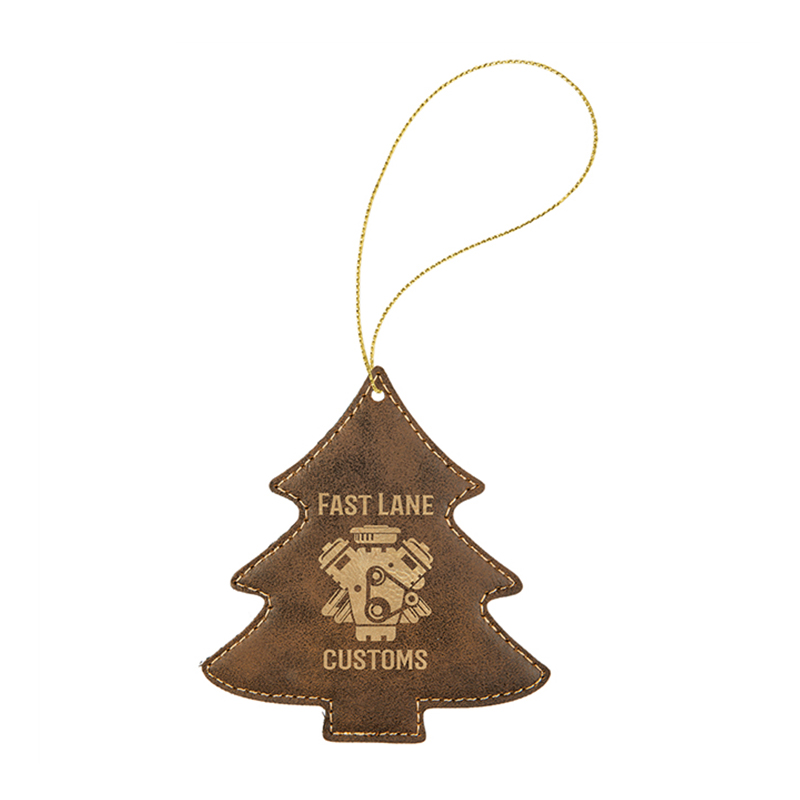 Ornament de copac din piele din piele cu laser