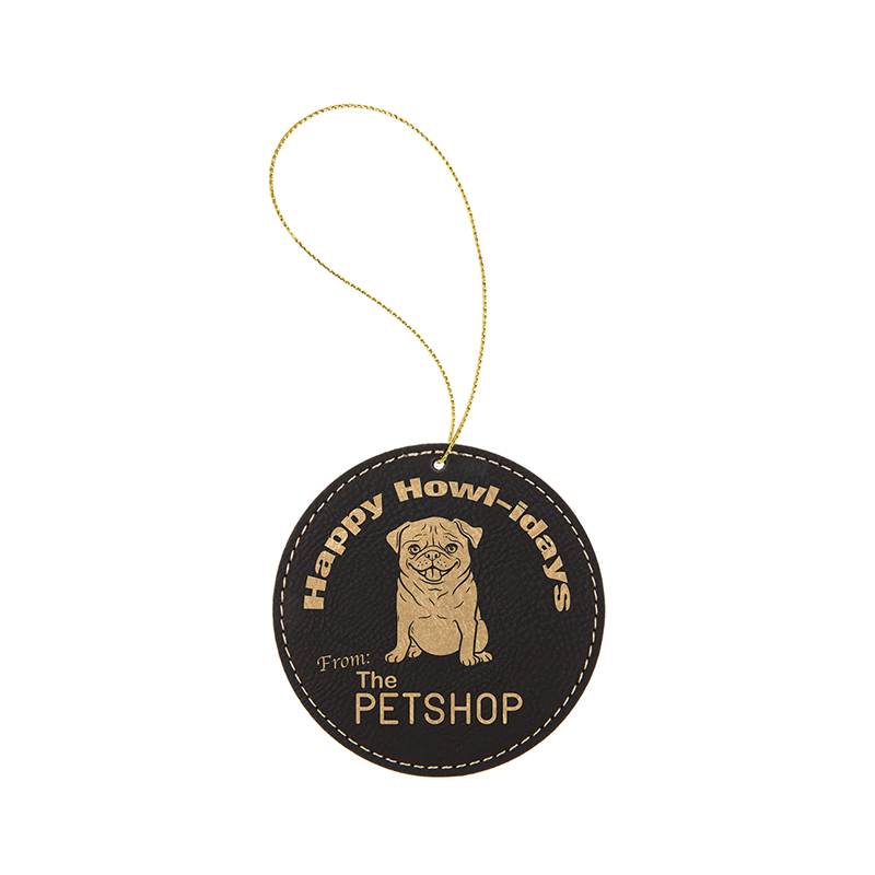 Ornament rotund din piele cu laser