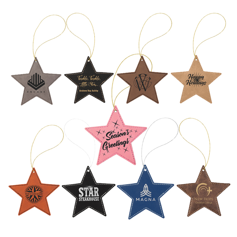 Ornament de stea din piele din piele cu laser