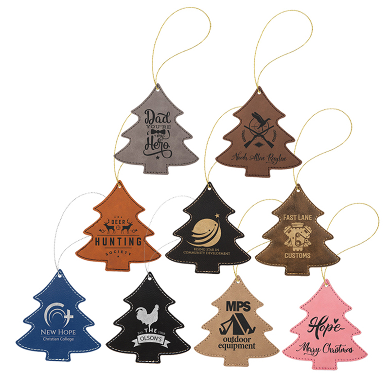 Ornament de copac din piele din piele cu laser