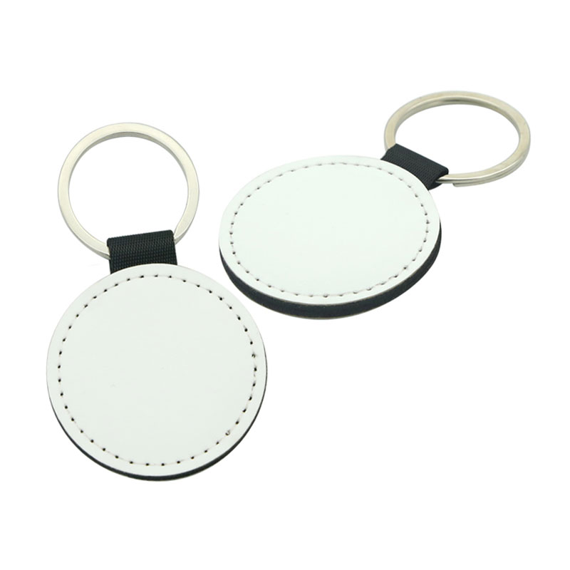 Breloc rotund din piele PU cu sublimare - imprimare pe o singură față Breloc rotund din piele PU cu sublimare - imprimare pe o singură față