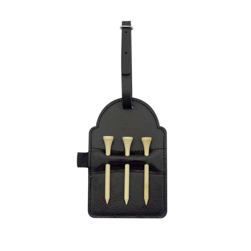 Etichetă pentru sac de golf din piele din piele sublimată cu 3 teuri din lemn