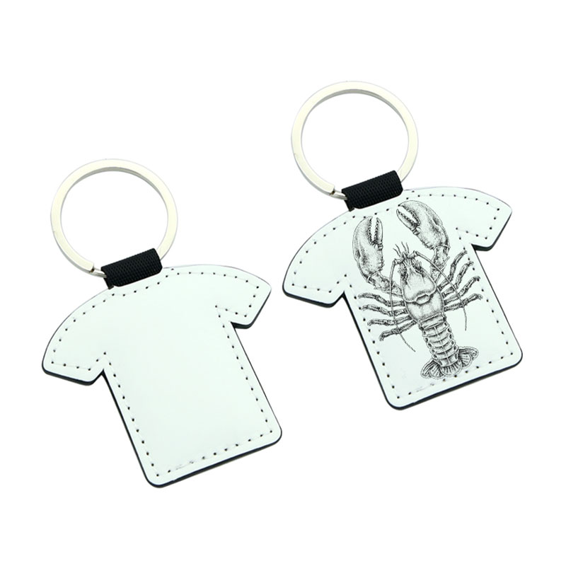 Breloc cu formă de tricou din piele PU pentru sublimare - imprimare pe două fețe Breloc cu formă de tricou din piele PU pentru sublimare - imprimare pe două fețe