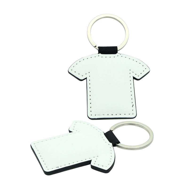 Breloc cu formă de tricou din piele PU pentru sublimare - imprimare pe două fețe Breloc cu formă de tricou din piele PU pentru sublimare - imprimare pe două fețe