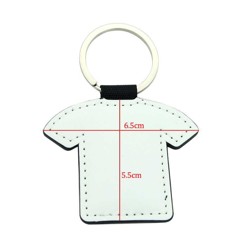 Breloc cu formă de tricou din piele PU pentru sublimare - imprimare pe două fețe Breloc cu formă de tricou din piele PU pentru sublimare - imprimare pe două fețe